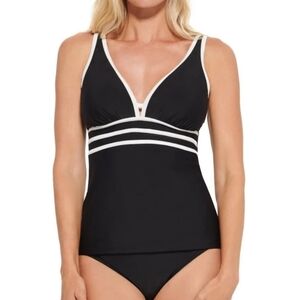 Christina Swim Top Tankini Bathing Suit Top Black White Size XL Beach Pool NWT